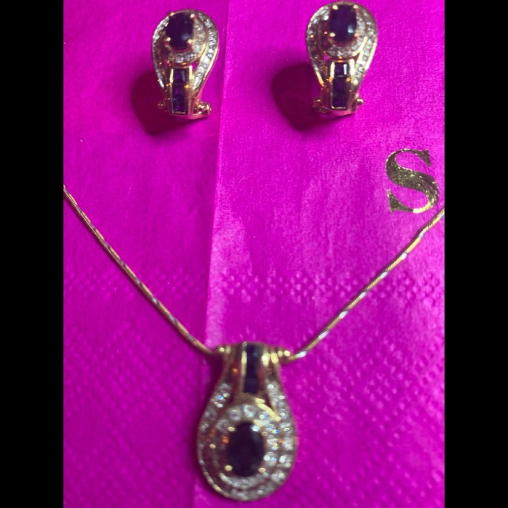 Set of Gold Earrings and Necklace